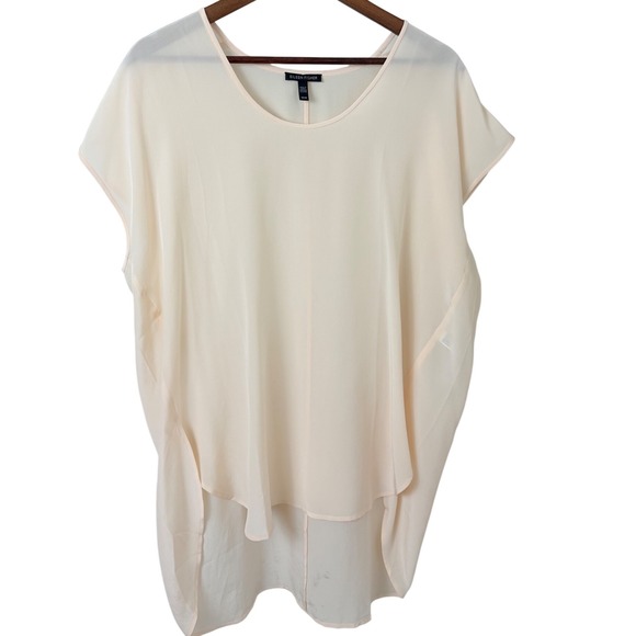 Eileen Fisher Womens Silk Blouse Tunic Delicate Creamy Peach‎ Classy Size M FLAW - Picture 1 of 13